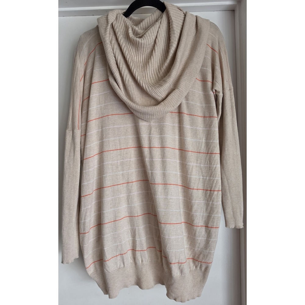 Victoria's Secret Striped Hoodie Sweater Women M Beige Casual Pullover Top